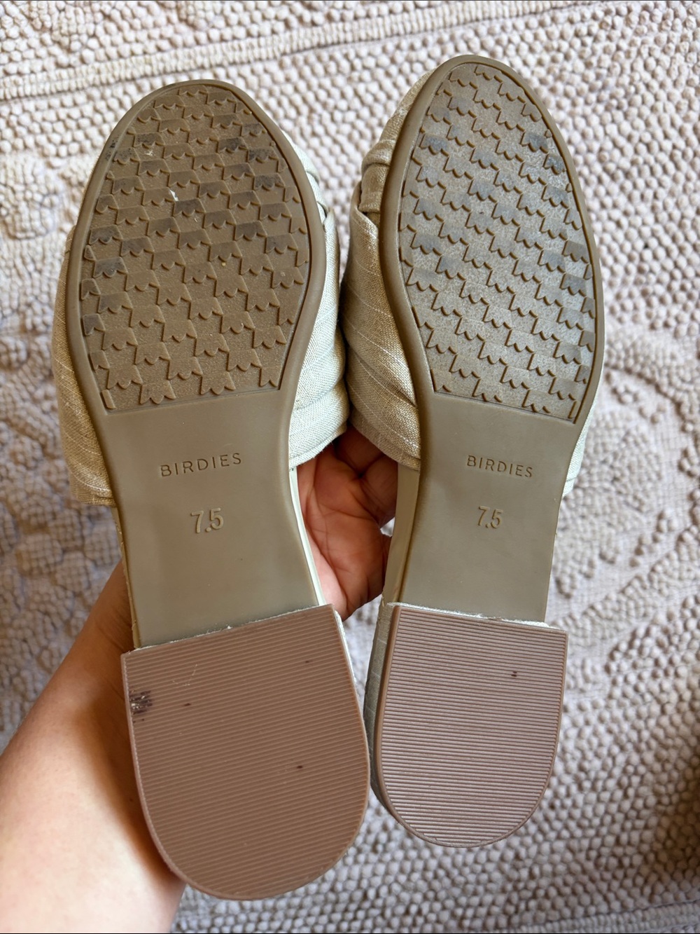 Birdies The Songbird Linen Stripe Mule Slides Natural Stripe Size 7.5 - Picture 4 of 11